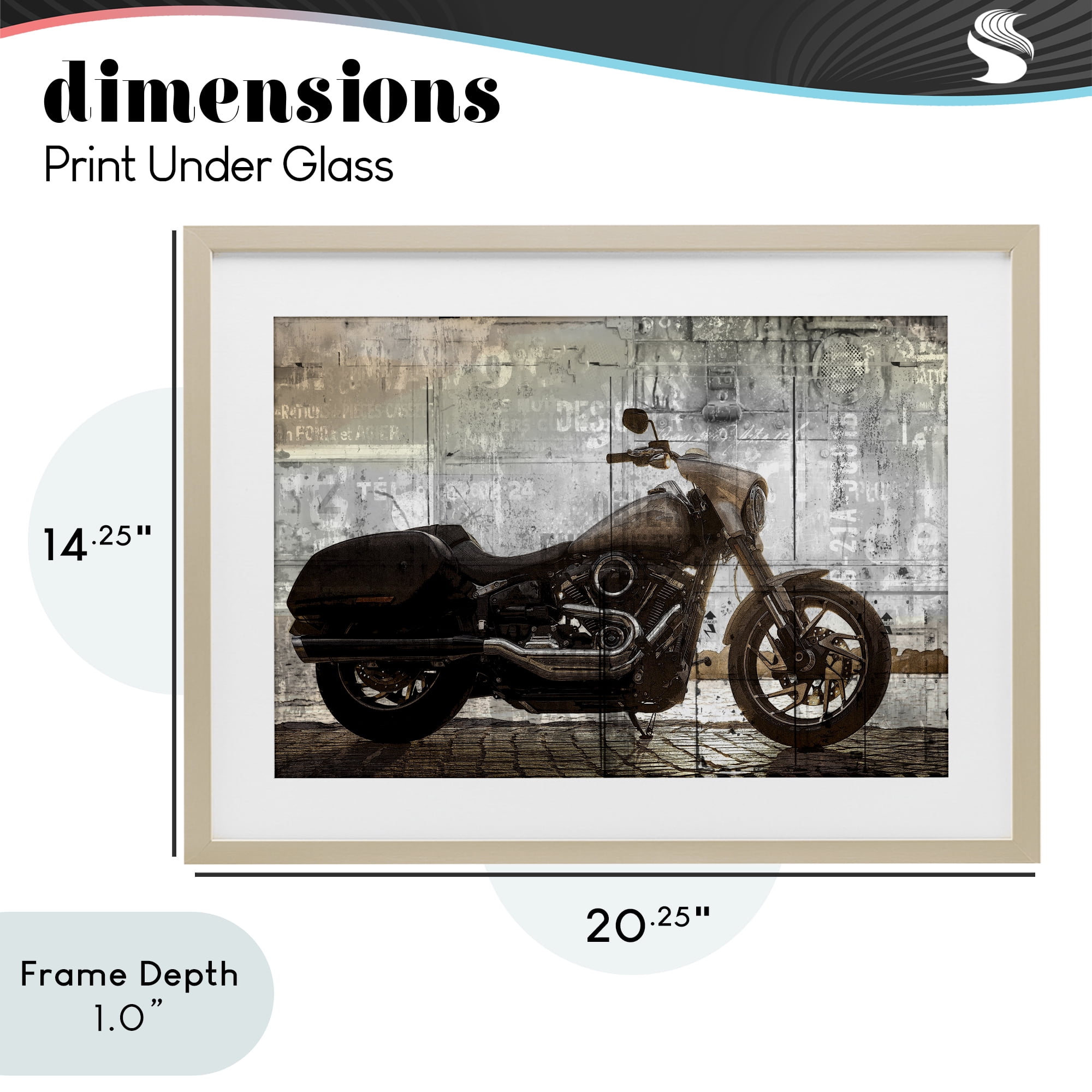 Stupell Industries Sunset Ride Motorcycle Birch Framed Print Under Glass, design by Kim Allen