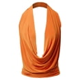 thumbnail image 2 of A2Y Women's Sexy Drape Front Deep V-Neck Cowl Neckline Halter Backless Party Club Top Orange S, 2 of 6
