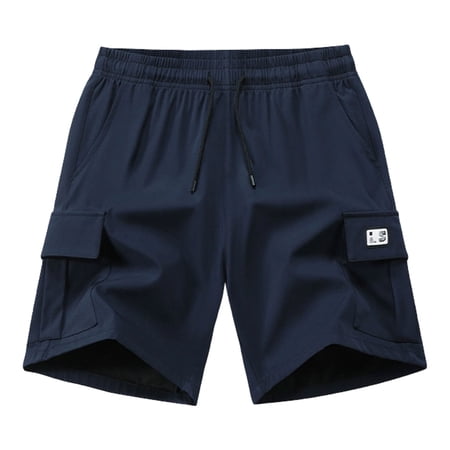 Angala Toddler Boys Shorts Elastic Waist Colorblock Cargo Shorts Summer Lightweight Breathable Quick Dry Sports Casual Kids Shorts Size 7-8 Years Blue