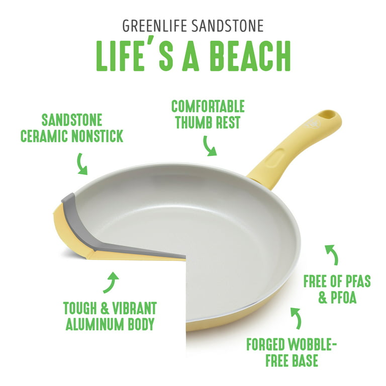 GreenLife Soft Grip Healthy Ceramic Nonstick 16 Piece Kitchen Cookware Pots  and Frying Sauce Pans Set, PFAS-Free, Dishwasher Safe, Black and Cream