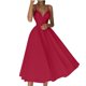 thumbnail image 1 of Puntoco Vestidos Mujer Verano Vestido con Tirantes para Mujer con Espalda Abierta Vestido Largo De Color Sólido Vestido con Cuello En V con Tirantes, 1 of 6