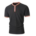 thumbnail image 4 of IhhxPro Men's Short Sleeve Henley T-Shirt with Button Detail Contrast Collar Casual Cotton Slim Fit Everyday Wear Summer Top S-3XL, 4 of 8