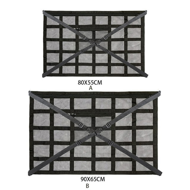 Polyester Car Ceiling Cargo Net Rectangular Replacement Net Self-driving Zipper Snack Water Bottle Storage Organizing Mesh Organizer 80x55cm