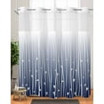 thumbnail image 2 of No Hook Shower Curtains, Blue Floral Standard Shower Curtains with Snap in Liner, Gradient Stripe Garden Plant Branch Texture Waterproof Washable Fabric Bathroom Shower Curtain Sets, 66" x 72", 2 of 7