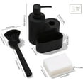 thumbnail image 2 of Boriyuan 3 in 1 Soap Dispenser with Sponge Holder and Brush for Bathroom Kitchen Sink Countertop Organizer Black, 2 of 8