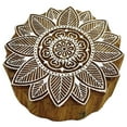 thumbnail image 2 of Brown Wooden Block Floral Pattern Hand Carved Textile Wood Stamp Printing Blocks, 2 of 5