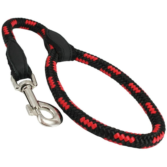Dogs My Love 18-inch Rope Dog Leash Short (Red/Black, Large 1/2" (12mm) diam)