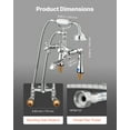 thumbnail image 3 of VEVOR Clawfoot Tub Faucet, Deck Mount Bathtub Faucets with Handheld Shower, Vintage Polished Chrome Clawfoot Tub Filler Faucet Shower Kit with 360° Rotation Spout & 59-inch Long Hose for Bathtubs, 3 of 9