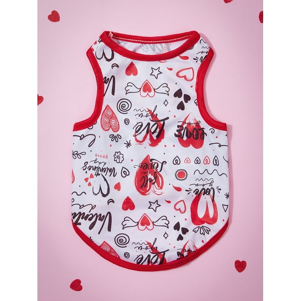 PETSIN Valentine's Day 1pc Heart & Letter Graphic Pet Tank