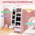 thumbnail image 5 of Kids Dressing Mirror with Jewelry Storage, Standing Cabinet Organizer for Rings Earrings Necklaces, Vanity Armoire for Girls, White, 5 of 6