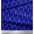 thumbnail image 3 of Soimoi Blue Japan Crepe Satin Fabric street lamp & Eiffel Tower Architectural Print Fabric by the Yard 42 Inch Wide, 3 of 3
