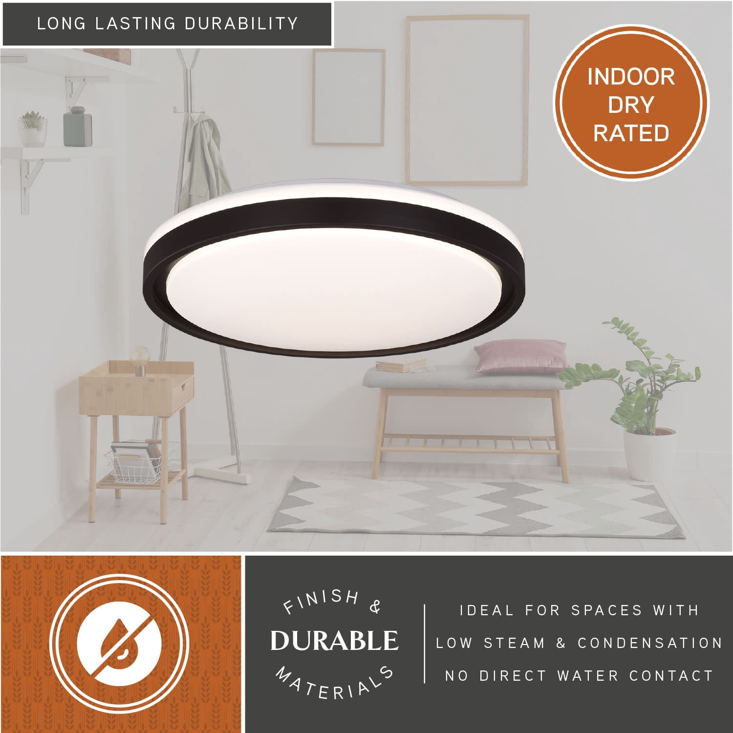 Ellie 16.25-in W Integrated LED Bronze Contemporary Flush Mount Ceiling Light Fixture