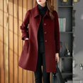 thumbnail image 3 of Women's Coat Casual Design Sense Stand Solid Color Coat Wool Blend Overcoat for Women, 3 of 5