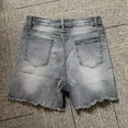 thumbnail image 5 of Denim Shorts For Women Mid Rise Ripped Jeans Shorts Straight Frayed Raw Hem Stretch Casual Summer Shorts, 5 of 8