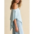 thumbnail image 5 of LMLYSoH Women Knit Poncho Loose Solid Off One Shoulder Irregular Hem Coverup Tops Casual Asymmetrical Shrug Sweaters, 5 of 7
