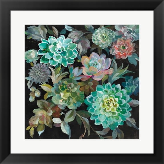 Floral Succulents by Danhui Nai, Framed Wall Art, 19.5W x 19.5H