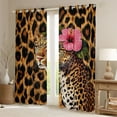 thumbnail image 2 of jejeloiu Safari Animal Cheetah Black Out Curtains,Chic Leopard Pattern Curtains Pack of 2 (42x63 Each),Pink Flower Floral Bedroom Curtains For Kids,Breathable Home Decor, 2 of 6