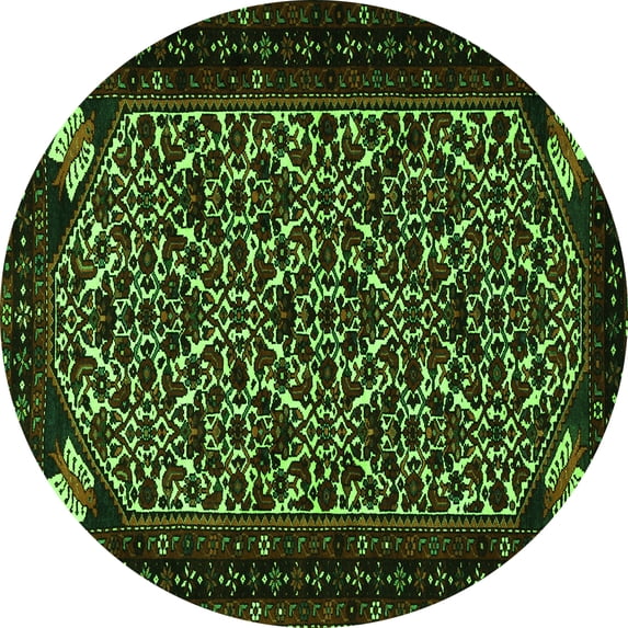 Ahgly Company Indoor Round Persian Green Traditional Area Rugs, 7' Round