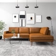 thumbnail image 2 of Aplee Modern Living Room Genuine Leather Corner Sectional Couch in Cognac Tan, 2 of 6