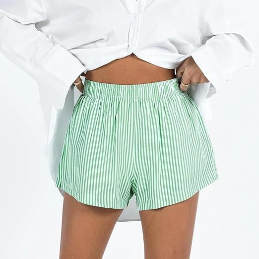 Fashion Loose Pockets Striped Shorts Women's Clothing