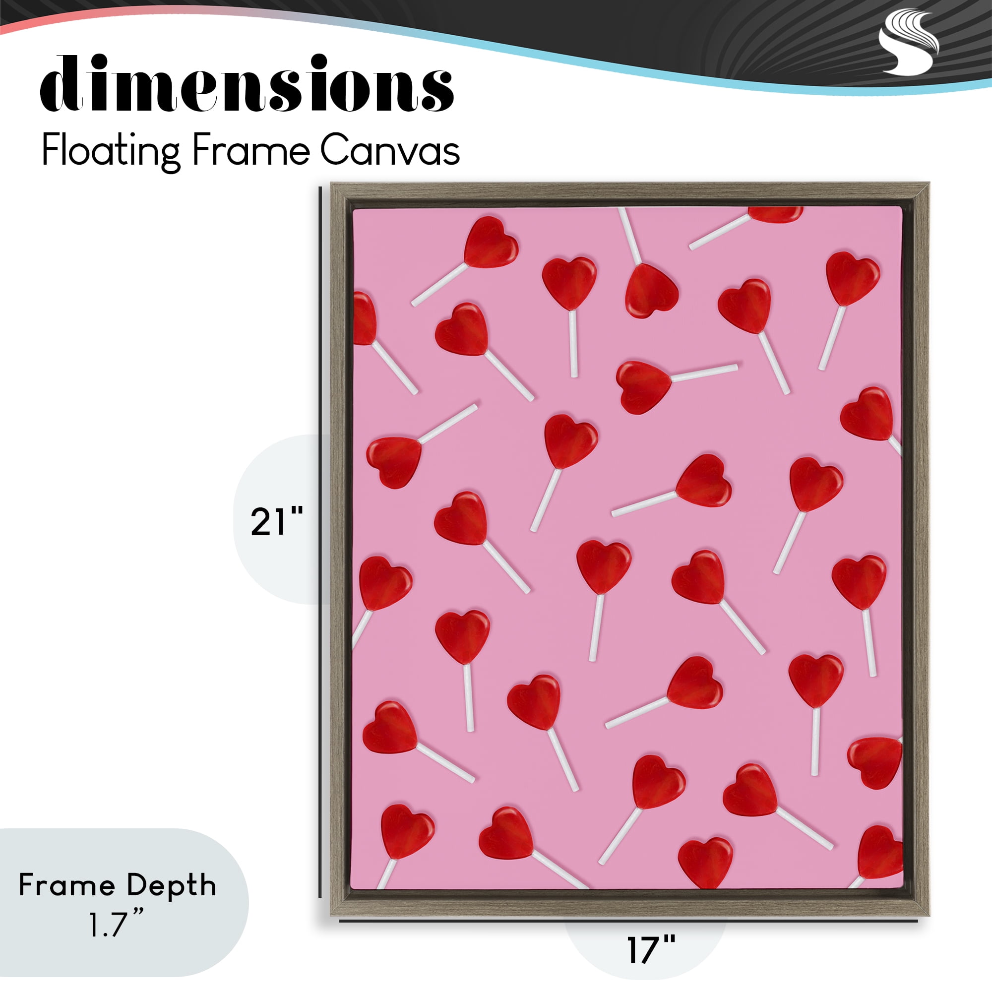 Stupell Industries Heart Lollipop Pattern Brown Framed Floater Canvas Wall Art, design by LISH Creative