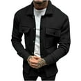 thumbnail image 2 of Men's Lapel Button Casual Long Sleeve Coat Jacket Top Outerwear Loose Fit Breathable Cotton Linen for Business Casual Work Office Travel Modern Fashion Essential | AESTIVO,Black L, 2 of 7