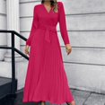 thumbnail image 2 of safuny Women's Maxi Casual Dress Sweet Heart Round Neck Winter Long Sleeve Valentine's Day Fall Dress Holiday Retro Fashion Hot Pink XL, 2 of 7