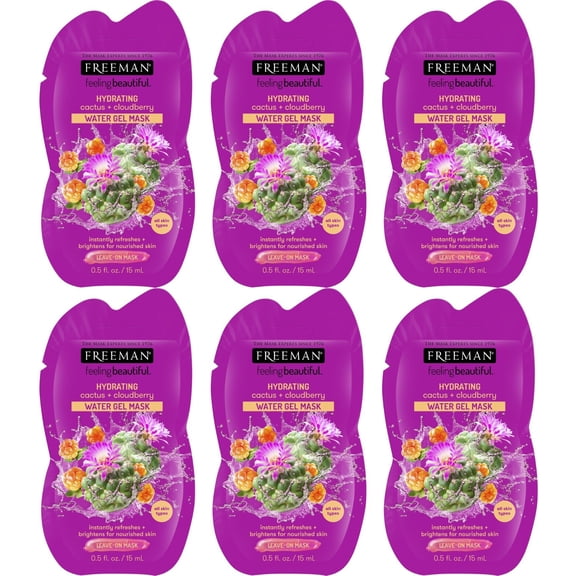 Freeman Feeling Beautiful Hydrating Water Gel Mask Cactus & Cloudberry-6 Pack