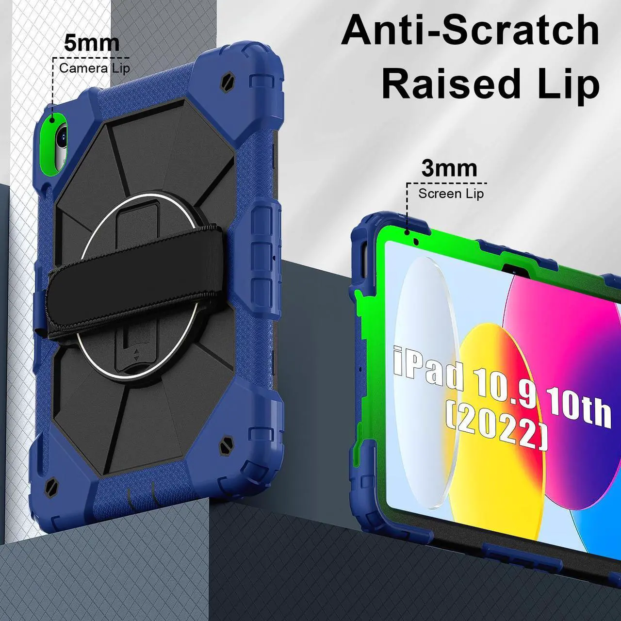 Case for iPad (A16) 11th Generation 11 Inch 2025, iPad 10th Generation 10.9 inch 2022 with Rotating Stand Pencil Holder Hand/Shoulder Strap, Shockproof Protective Cover