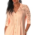 thumbnail image 4 of DYMADE Women Formal Dressy Shirt Lace Workwear Half Sleeve Button Blouse, 4 of 4