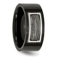 thumbnail image 5 of Stainless Steel Polished Black IP-plated w/Grey Wire Inlay 10mm Band, 5 of 8