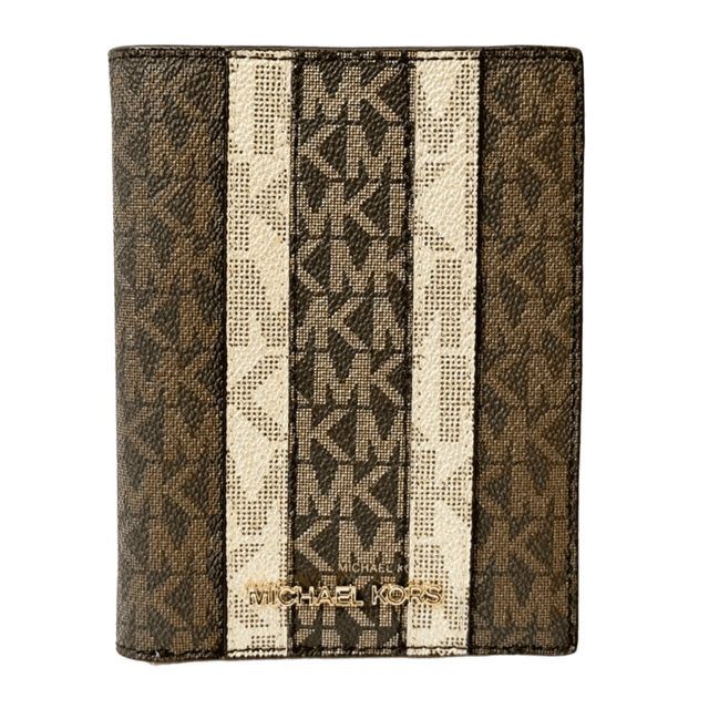Michael Kors Jet Set Travel Passport Case Wallet MK Signature Brown