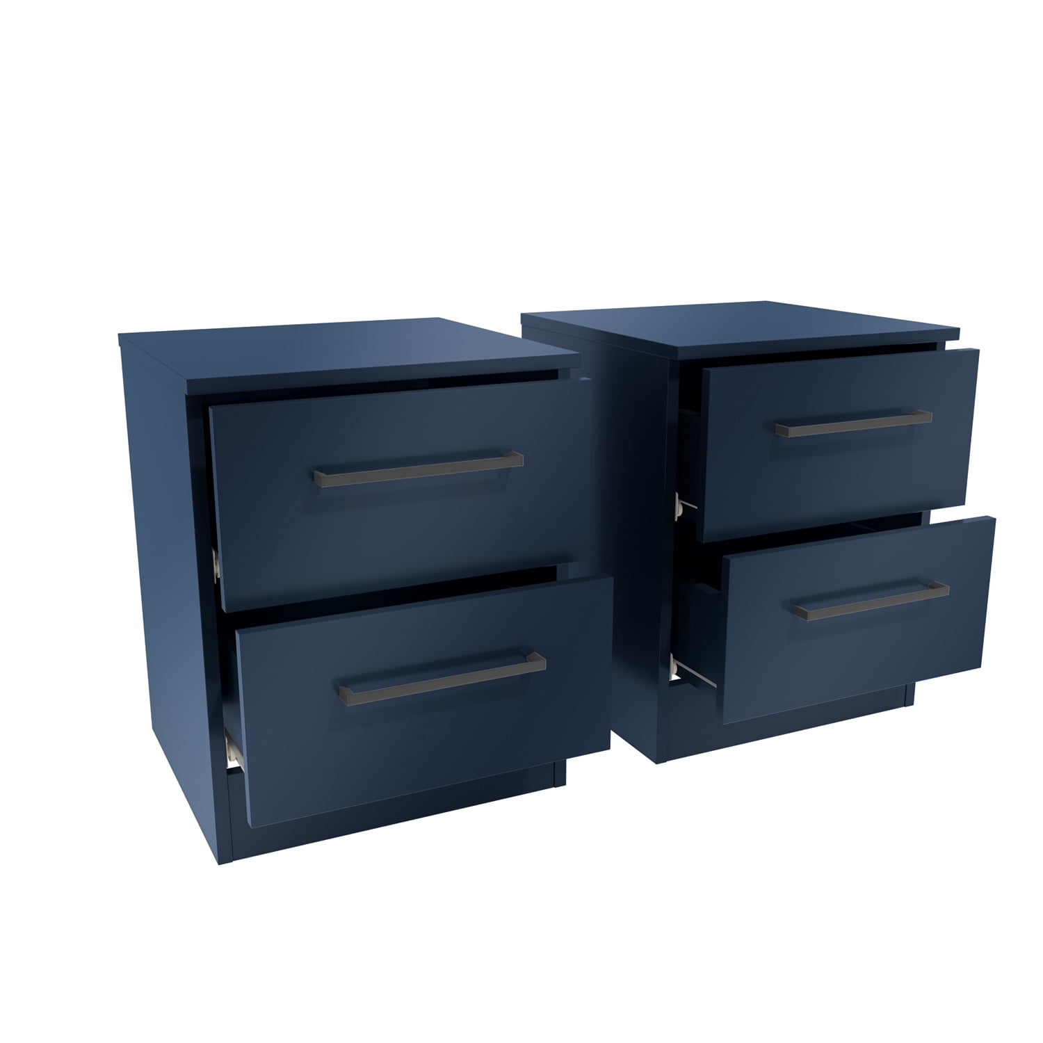 Kappesberg Jolyne 2-Drawer Nightstand Set of 2, Blue with Black Handles – Modern Bedroom Storage for Adults and Teens