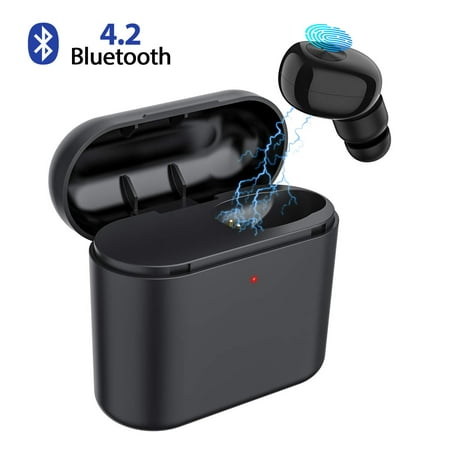 Bluetooth Earbud, Mini Invisible Wireless Headphone V4.2 with 6 Hours Playtime, Single Car Headset Built-in Mic with Charging Case for