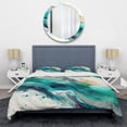 thumbnail image 3 of Designart "Celebratory Blues in Turquoise II" Abstract Liquid Ink Bedding Covert Set - Modern Blue Abstract Bed Set With 1 Sham, 3 of 6