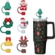 thumbnail image 1 of Piezas de Tapas de Silicona para Popotes de Navidad - Protector Reutilizable de Lazo Rosa con Patrón Navideño para Popotes de 0.4 Pulgadas, Accesorios para Vasos de Invierno (Green), 1 of 4