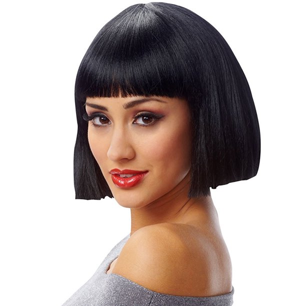 Short Black With Bangs Wig Cleopatra Egyptian Goddess Adult Womens