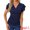 Dark Blue, variant on Women's Stylish V Neck Cinched Waist Ruffle Sleeve Blouse S Dark Blue