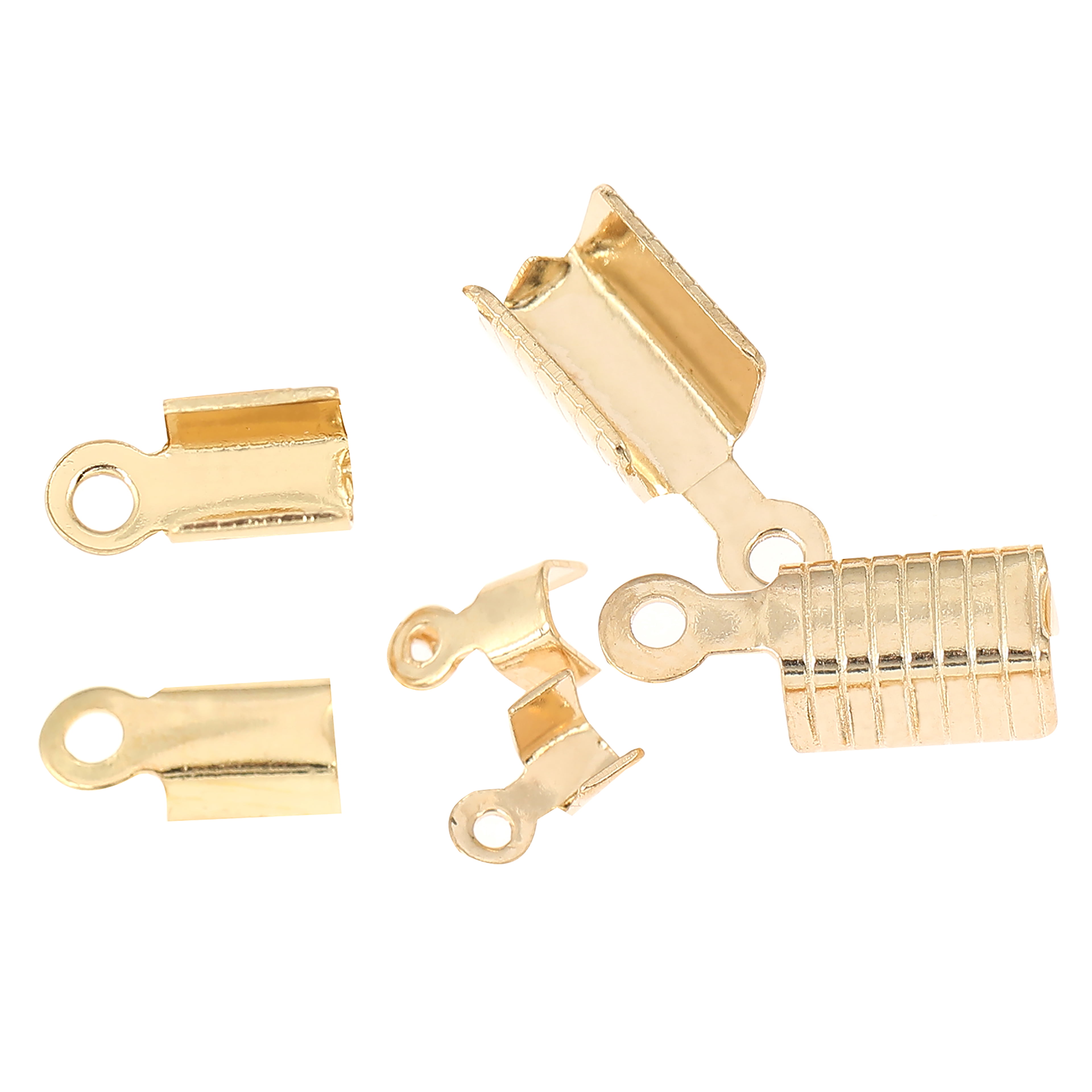 Mixed Gold Folding End Crimps by Bead Landing – Multi-Size Iron Cord Ends for Necklaces - Bracelets & DIY Jewelry Making - 12 Pack