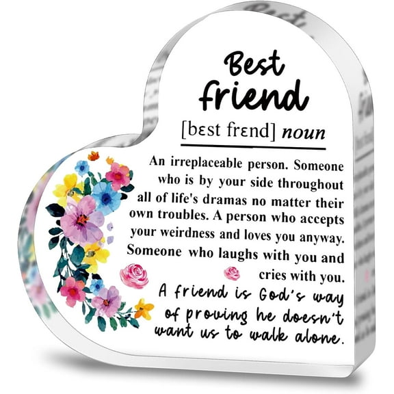 Inspirational Gifts for Friends, Birthday Gifts for Coworkers, Encouragement Gifts Acrylic Heart Plaques, Cheer Up Gifts Decorative Signs Keepsakes for Female Friendship Colleagues Bestie