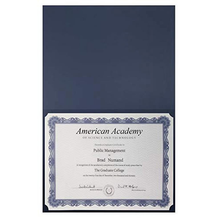 GNL 25-Pack Blue Certificate Holders With Gold Foil Border | Fits 8.5 X 11 Diploma & Award Papers