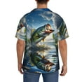 thumbnail image 5 of Lafuoo Largemouth Bass Jumping Out of The Water Pattern Men's Cuban Collar Short Sleeve Shirt, Button-Down Resort Beach Pocket Shirt-Small, 5 of 7
