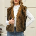 thumbnail image 2 of Sexlip Women Faux Fur Waistcoat Fashion Winter Fuzzy Sleeveless Open Front Outwear Gilet Casual Short Vest Jacket Coat Y2K Orange XXXL, 2 of 6