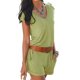 thumbnail image 4 of Toystoory Mono de verano liso de algodón con cuello en V para mujer, mono de manga corta para niña Deportes acuáticos ejercito verde SG, 4 of 5