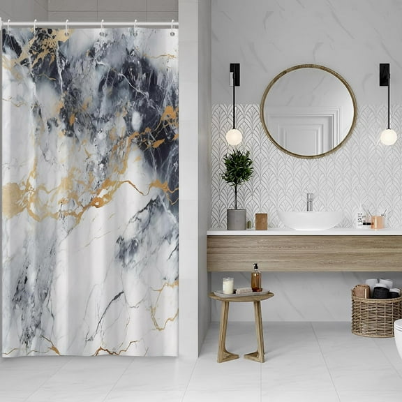 Nature Landscape Shower Curtain Summer Forest River Jungle Waterfall Lake Window Scenery Shower Curtains Decorative for Bathroom Waterproof Fabric Shower Curtain with Hooks 48x72 Inches