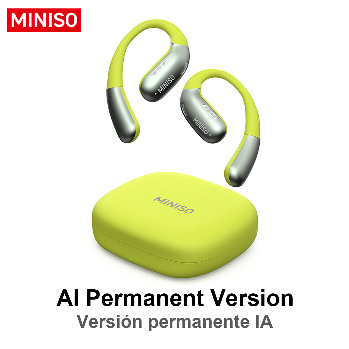 MINISO X28 AI Real-Time Translation Wireless Earbuds, Open Ear Bluetooth 5.4, 130+ Languages, IPX5 Waterproof for Travel/Gym, Green
