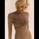 thumbnail image 5 of Body para Mujer, Escote en V Profundo, Nudo Torcido, Ajustado, Larga, Camisetas Básicas Informales Caqui S, 5 of 8