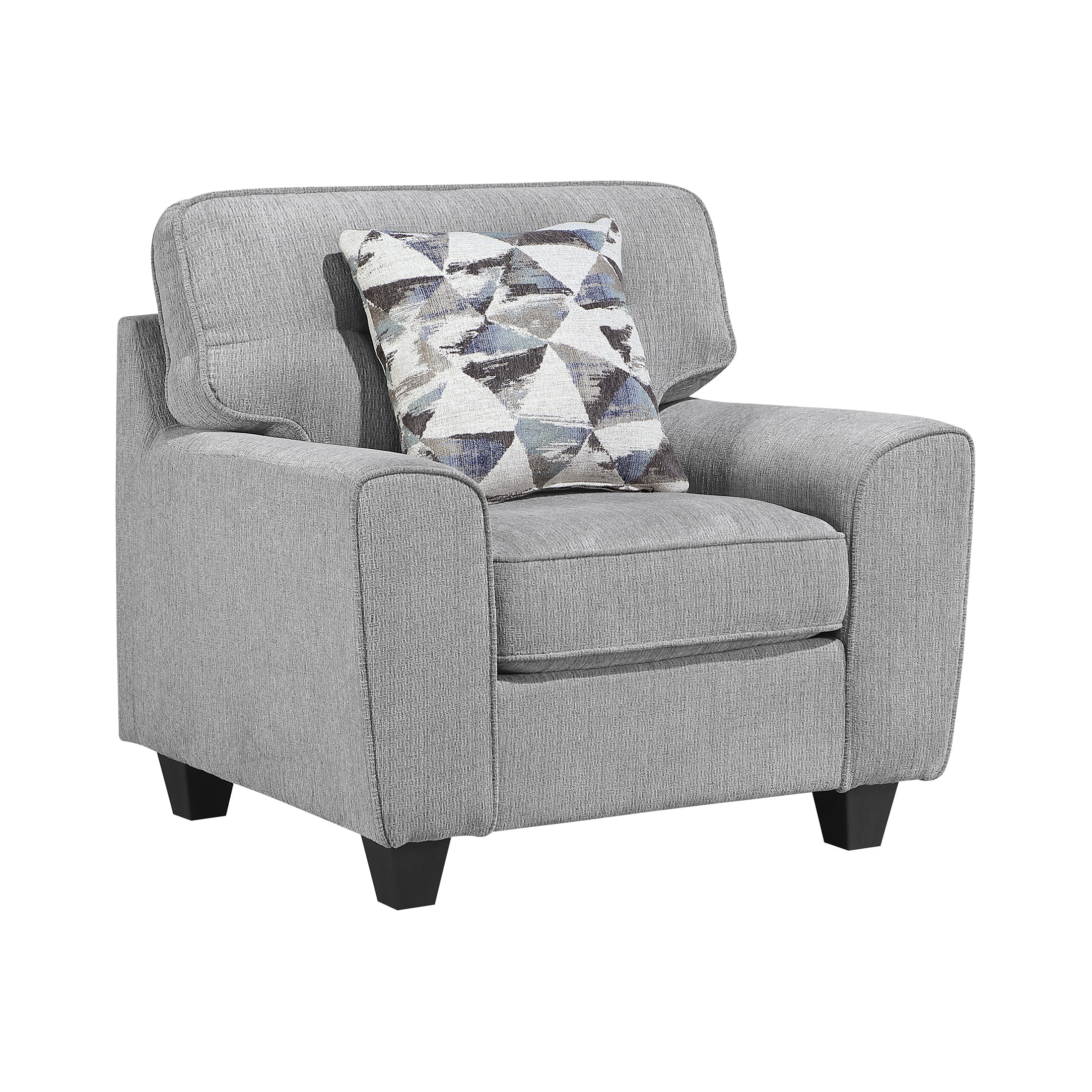 OakvillePark Vintora Chenille Armchair with Pillow, Gray