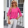 thumbnail image 5 of Deago Women's Summer Tops Dressy Casual Scoop Neck Loose 3/4 Sleeve Chiffon Blouse Shirt Tops (Pink, XL), 5 of 9
