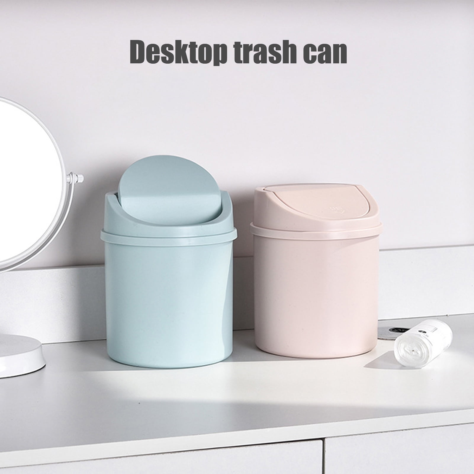 Desktop Mini Trash Can Small Waste Bin With Lid Bedroom Office Desktop Waste  Basket Bin Storage Box Home Desk Floor Trash Can